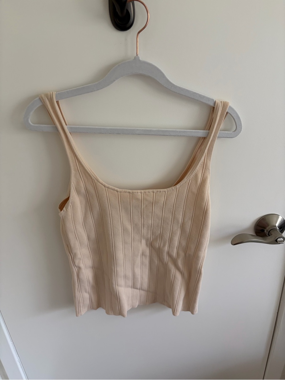 J. Crew Cream Ribbed Square-Neck Tank